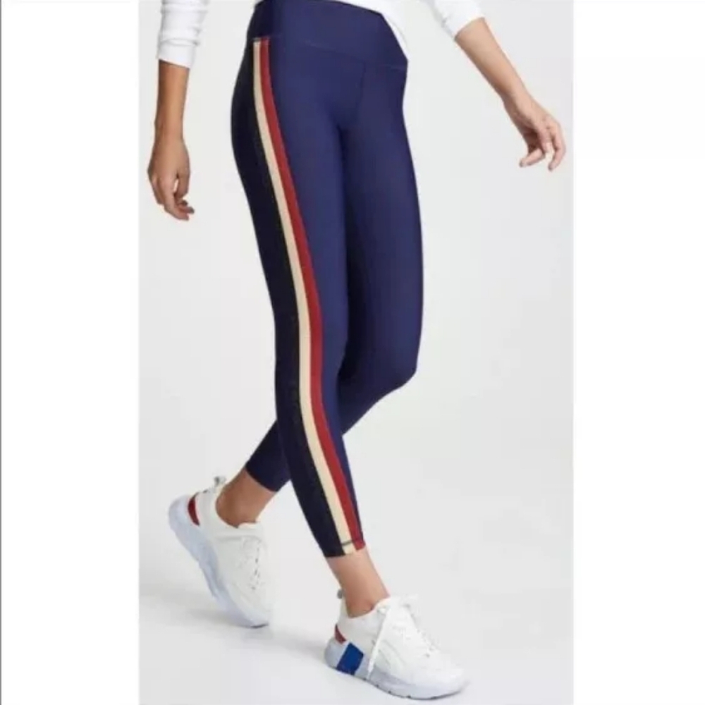 Spiritual Gangster Navy High Waist Glitter Stripe Full Length Leggings